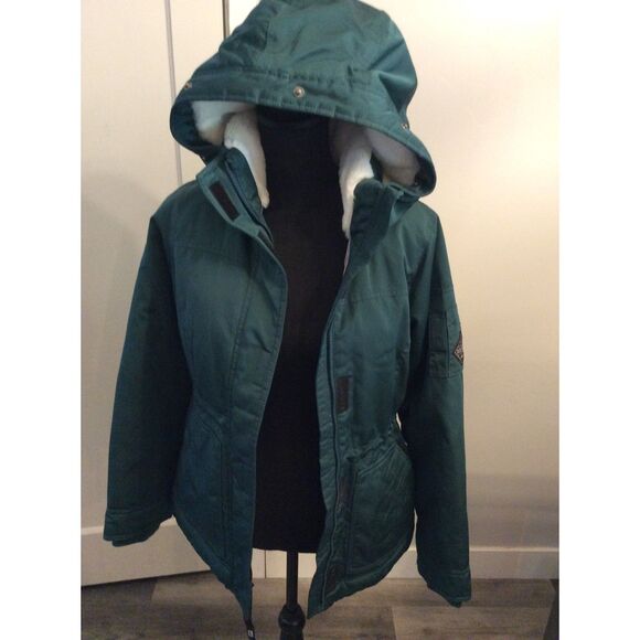 Hollister EUC Emerald Green All Weather jacket Sherpa Lined Small S - Picture 6 of 7